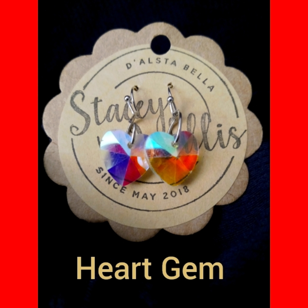 Heart/Circle Gem Earrings